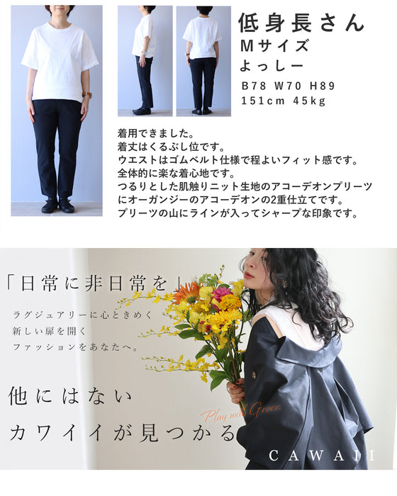 重なるラインプリーツチュールのロングスカート