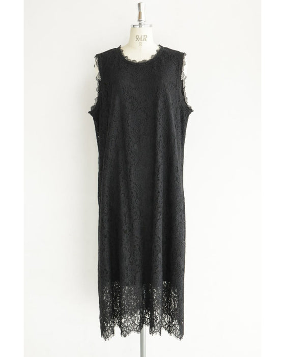 スッキリIラインの総レースロングワンピース