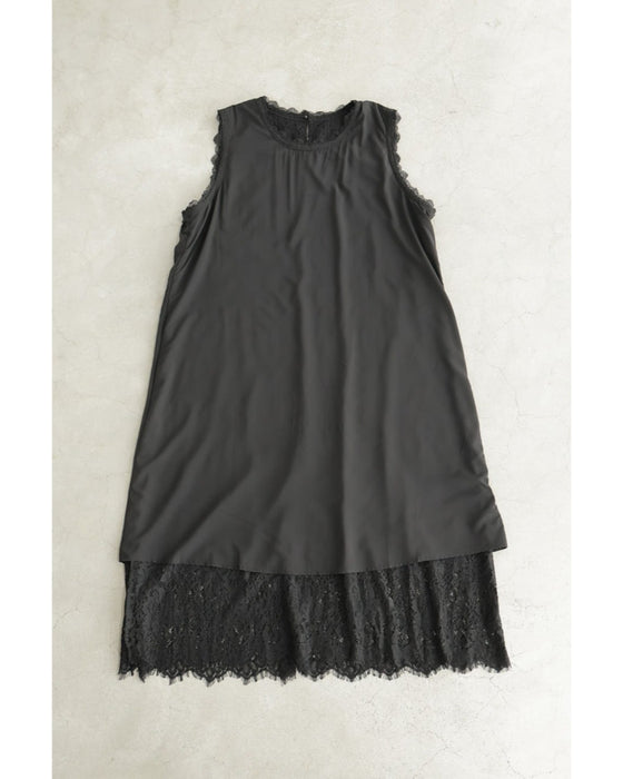 スッキリIラインの総レースロングワンピース