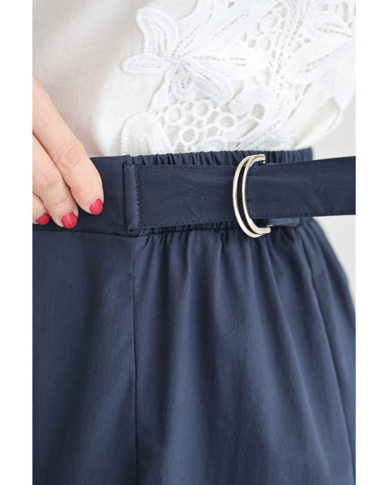 サイドベルトのパンチングレースミディアムスカート