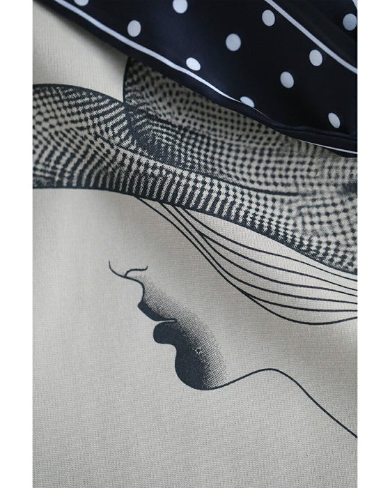 麦わら帽子のドットリボンがなびくドルマンTシャツトップス