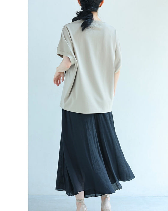 麦わら帽子のドットリボンがなびくドルマンTシャツトップス