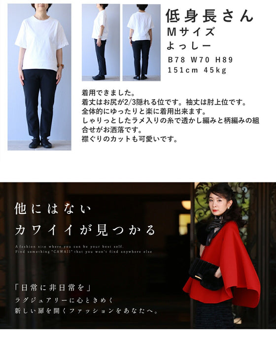 ささやかに煌めくレース柄のサマーニットプルオーバートップス