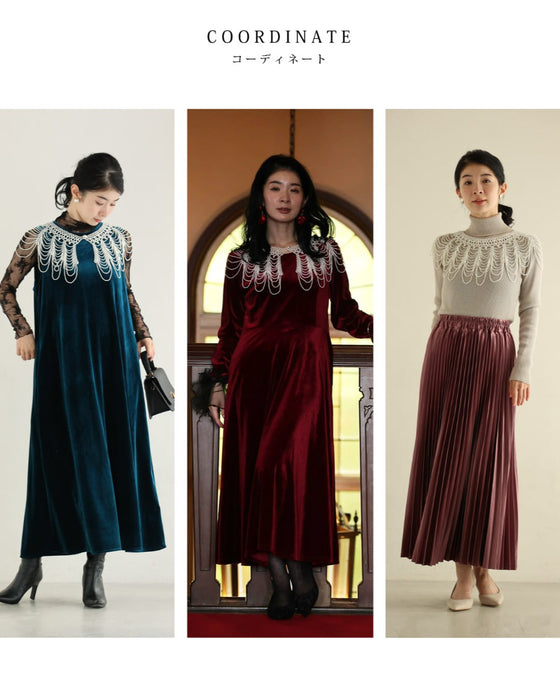 肩まで覆うドレッシーパールネックレス