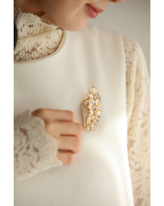 黄金色に実る稲穂のピンブローチ