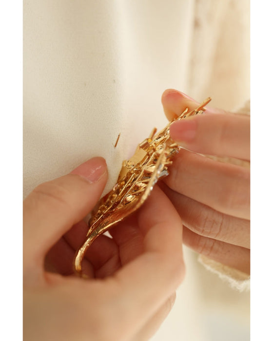 黄金色に実る稲穂のピンブローチ