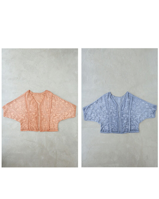 くったり柔らかな花刺繍ドルマンカーディガン