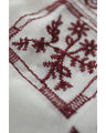 ワイン色刺繍で描くタイル柄シアーシャツトップス