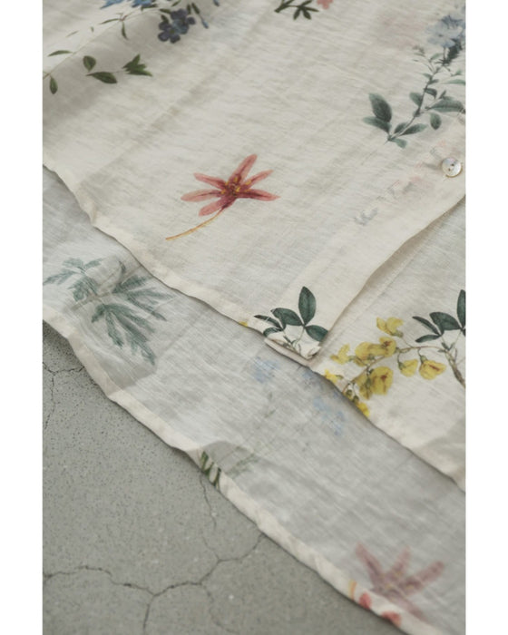 肌触り柔らかな花集めシアーシャツトップス