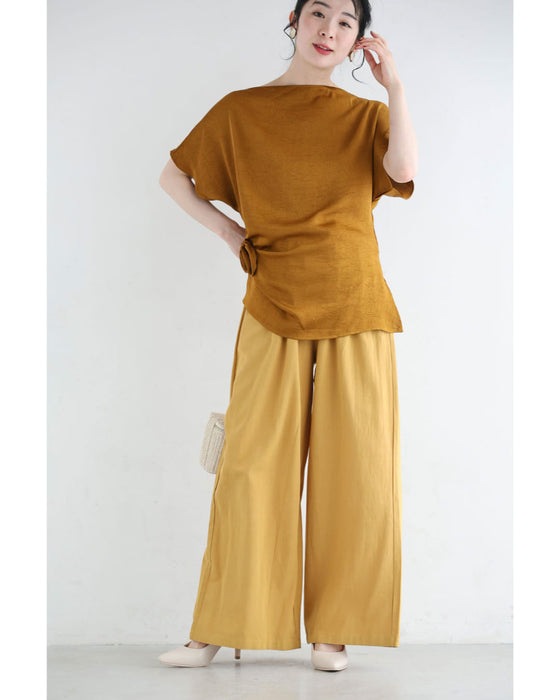 さらり涼しいカラーワイドパンツ