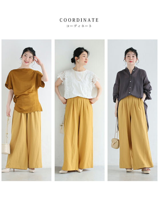 さらり涼しいカラーワイドパンツ