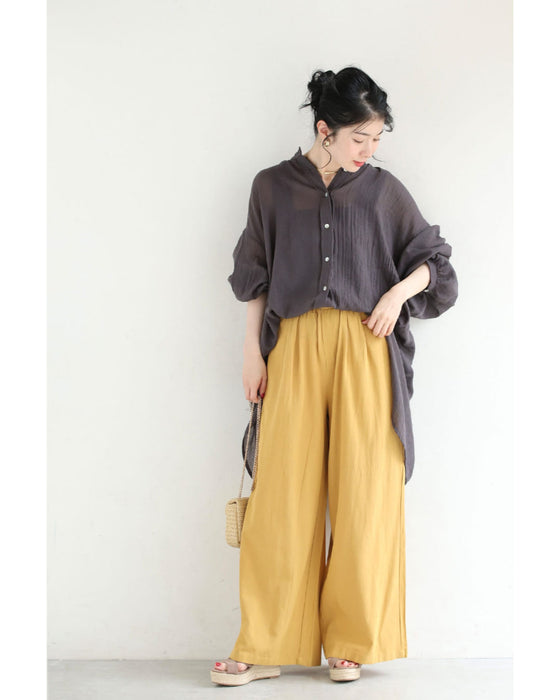 さらり涼しいカラーワイドパンツ