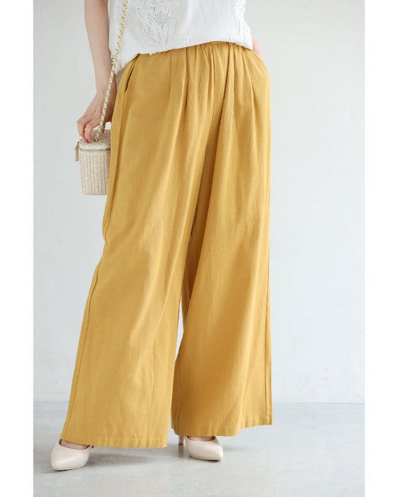 さらり涼しいカラーワイドパンツ