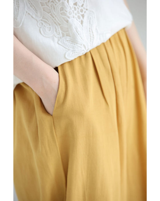 さらり涼しいカラーワイドパンツ