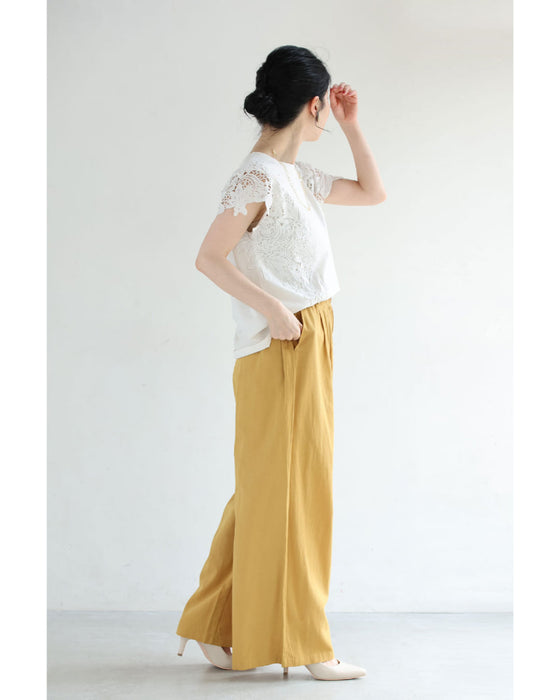 さらり涼しいカラーワイドパンツ