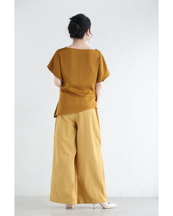 さらり涼しいカラーワイドパンツ