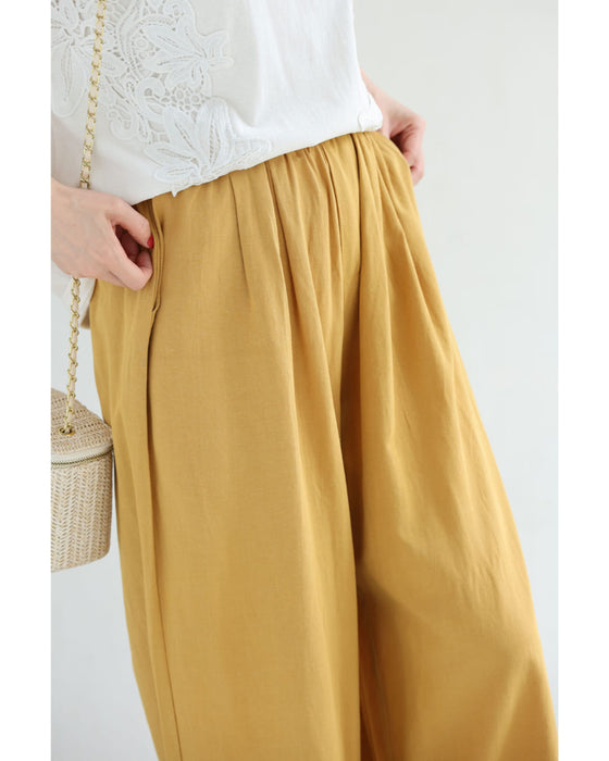 さらり涼しいカラーワイドパンツ