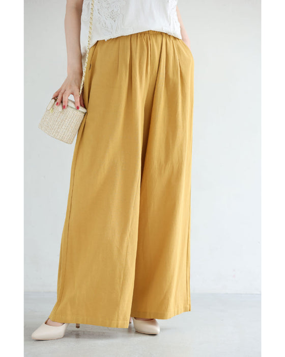 さらり涼しいカラーワイドパンツ