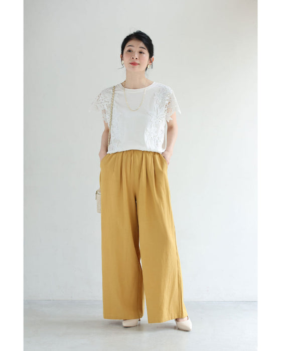 さらり涼しいカラーワイドパンツ