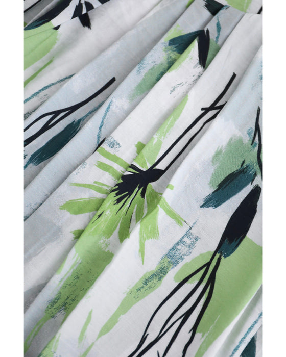 涼しさ舞い込むグリーンアートロングワンピース(リボン付き)