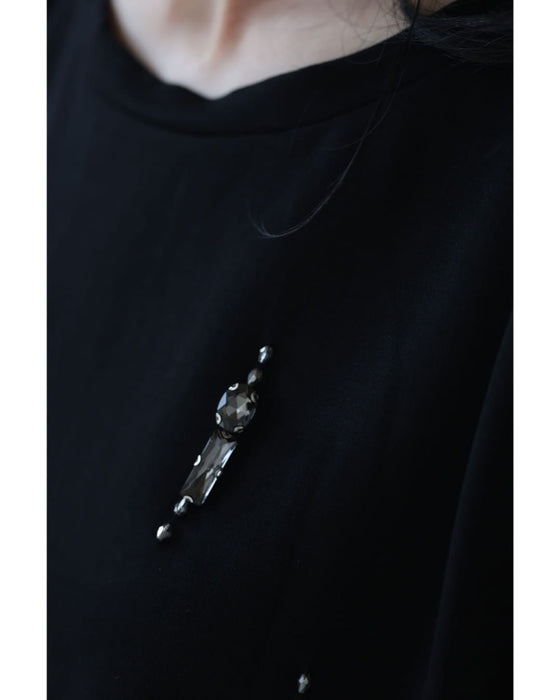 くしゅくしゅ袖のデコレーションビジューカットソートップス