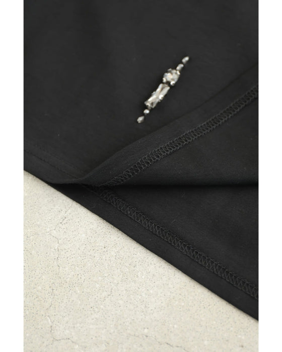 くしゅくしゅ袖のデコレーションビジューカットソートップス