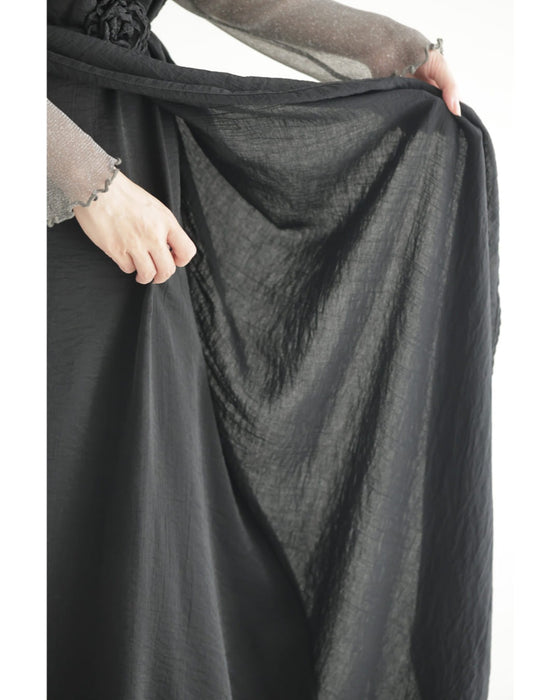 アシンメトリーな重なるフレアデザインロングワンピース(コサージュベルト付き)