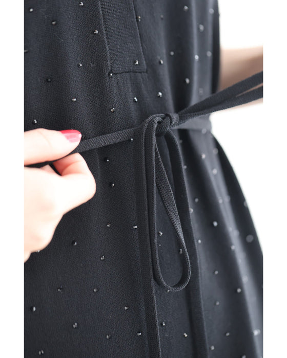 全面に瞬くビジューのポロシャツロングワンピース（紐ベルト付き）