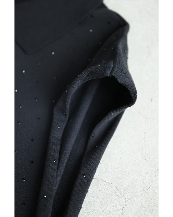 全面に瞬くビジューのポロシャツロングワンピース（紐ベルト付き）