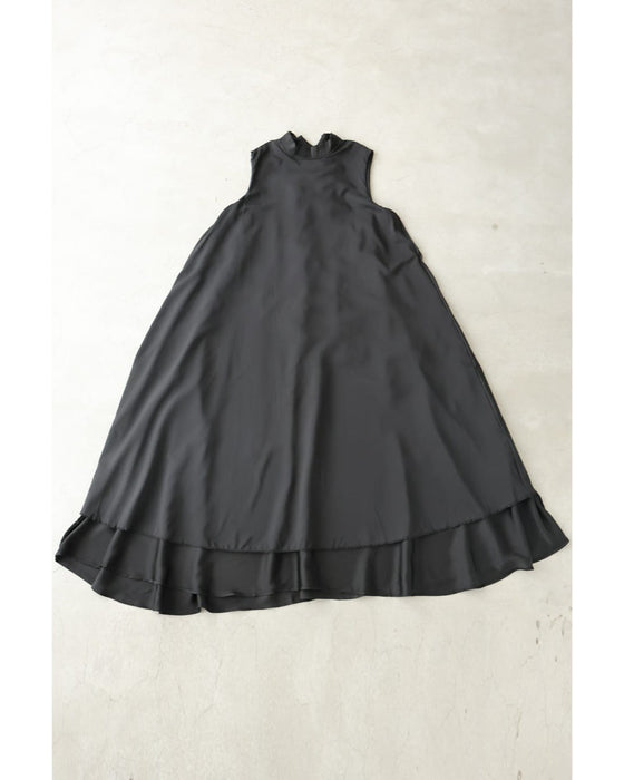 シアーな花浮かび咲く艶めきAラインロングワンピース