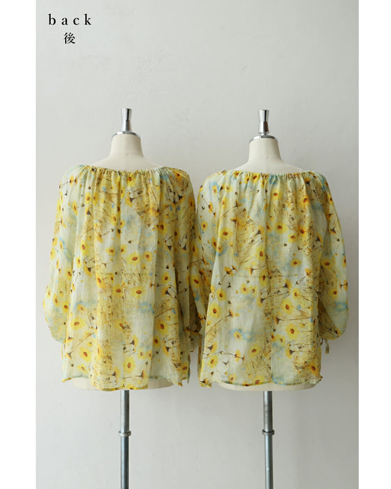 日差しに揺れるマーガレットのシアーブラウストップス