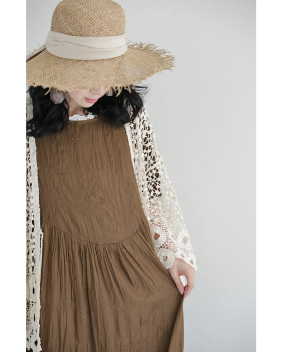 しっとりと柔らかなシワ加工ロングワンピース