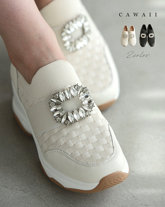 煌めく花びらのペタルビジュースリッポンスニーカー