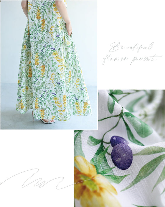 花々の美しさ広がるロングワンピース