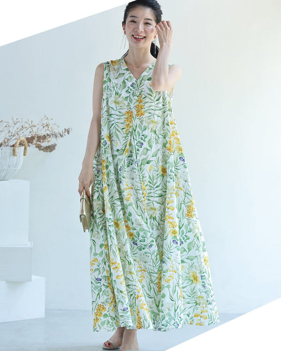 花々の美しさ広がるロングワンピース