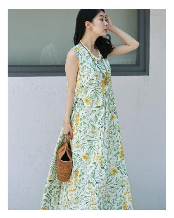 花々の美しさ広がるロングワンピース