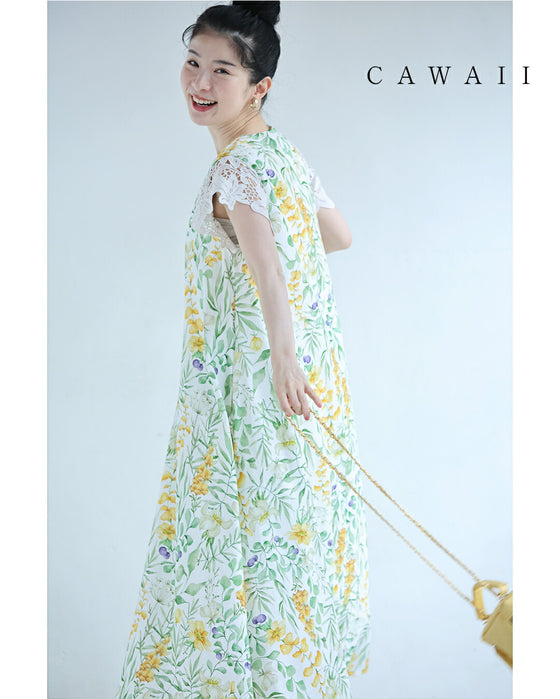花々の美しさ広がるロングワンピース