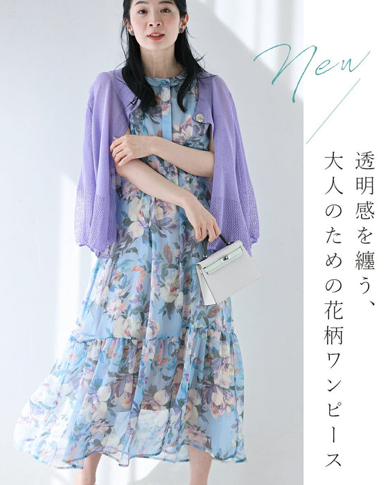 暖かな日差しに花開くシアーミディアムワンピース（インナー付き）