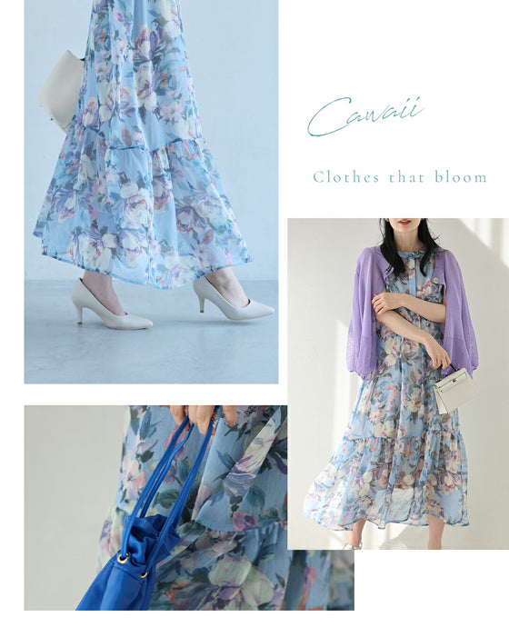 暖かな日差しに花開くシアーミディアムワンピース（インナー付き）