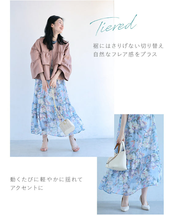 暖かな日差しに花開くシアーミディアムワンピース（インナー付き）