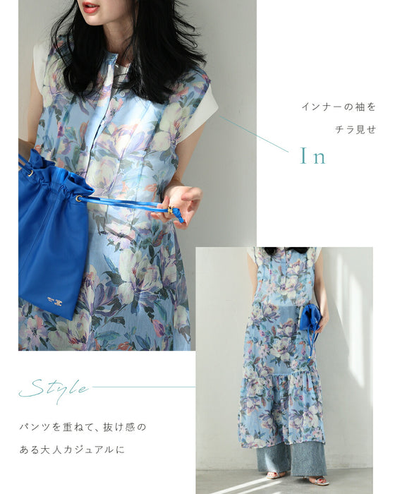 暖かな日差しに花開くシアーミディアムワンピース（インナー付き）