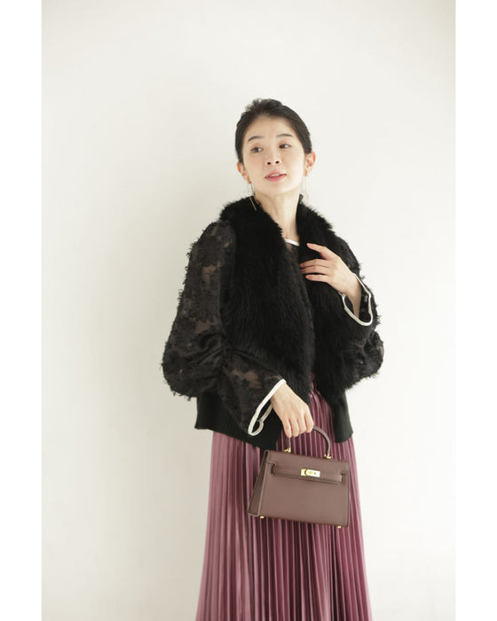 ふわふわシャギーのフレア袖シアーブラウストップス