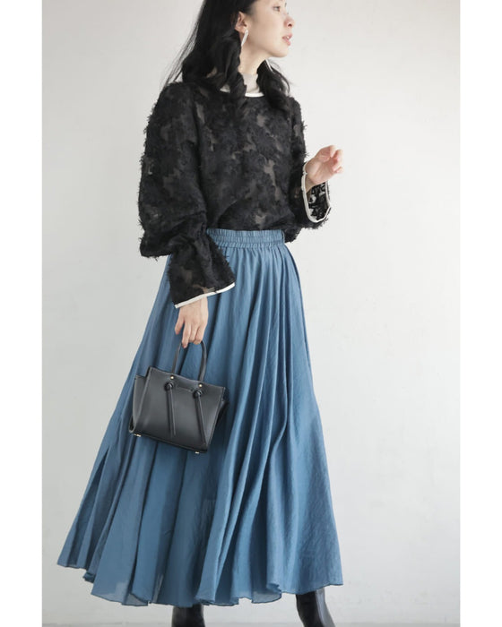 ふわふわシャギーのフレア袖シアーブラウストップス