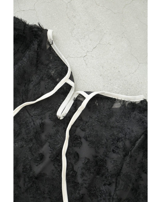 ふわふわシャギーのフレア袖シアーブラウストップス