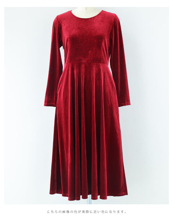 しっとり上質な艶めきベロアロングワンピース