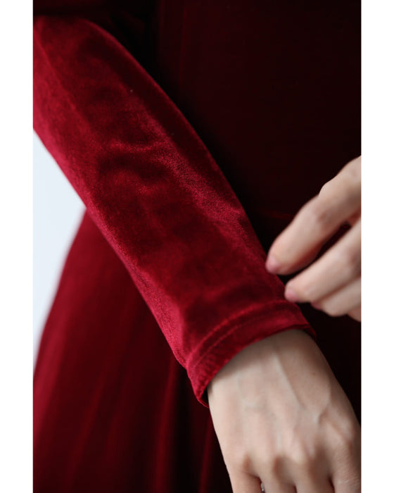 しっとり上質な艶めきベロアロングワンピース