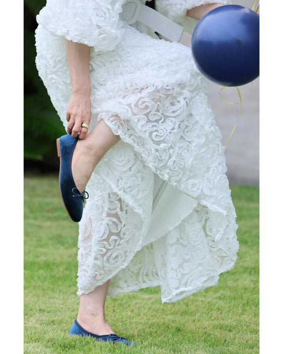 満開の花咲くブーケロングワンピース(リボンベルト付き)