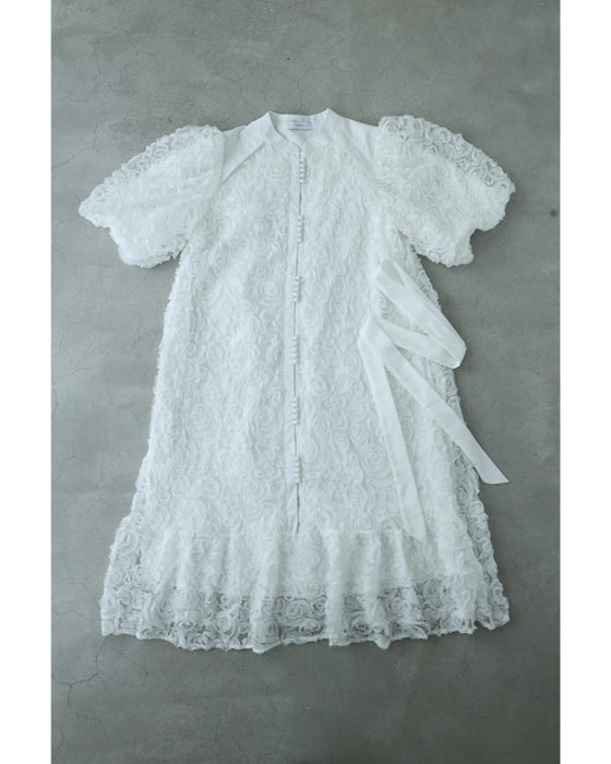 満開の花咲くブーケロングワンピース(リボンベルト付き)