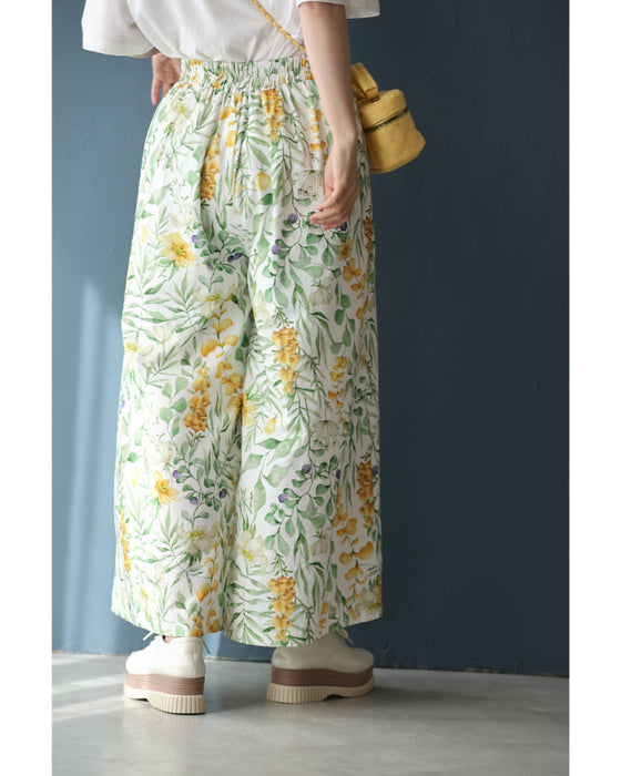 さらりと快適な履き心地。花々の美しさ広がるワイドパンツ