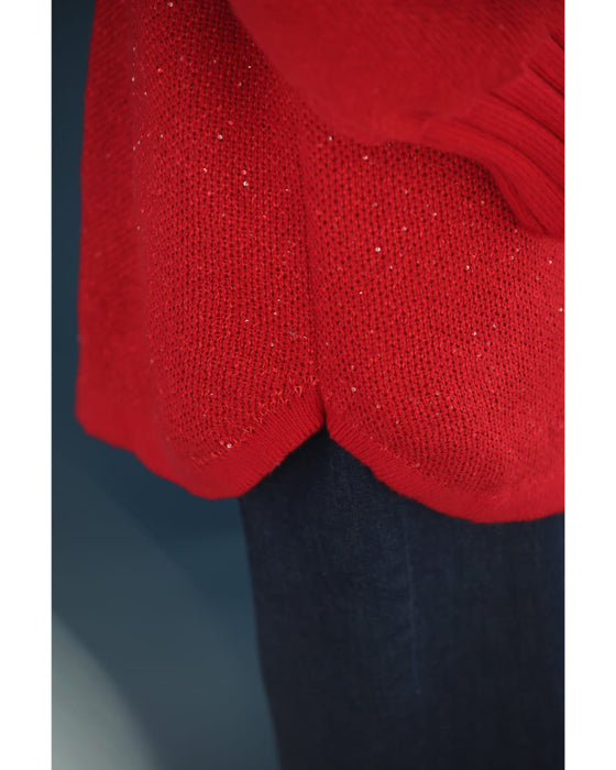 動くたびキラキラ瞬くスパンコールニットチュニック